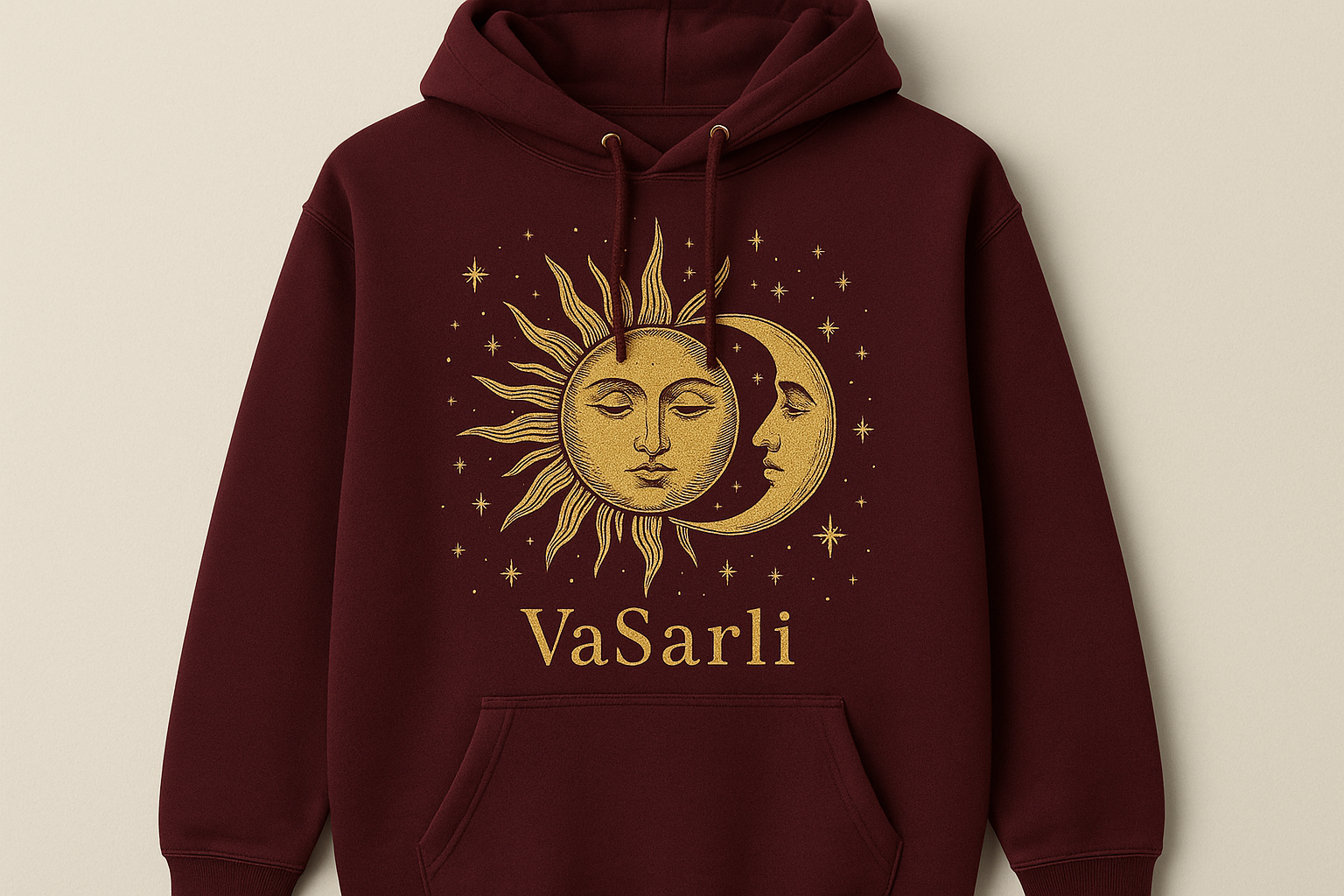 VaSarli Celestial Hoodie - Burgundy Sun & Moon