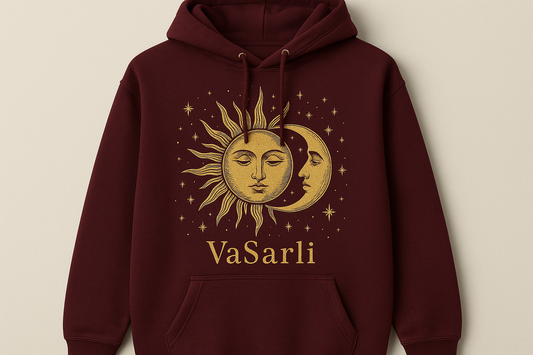 VaSarli Celestial Hoodie - Burgundy Sun & Moon